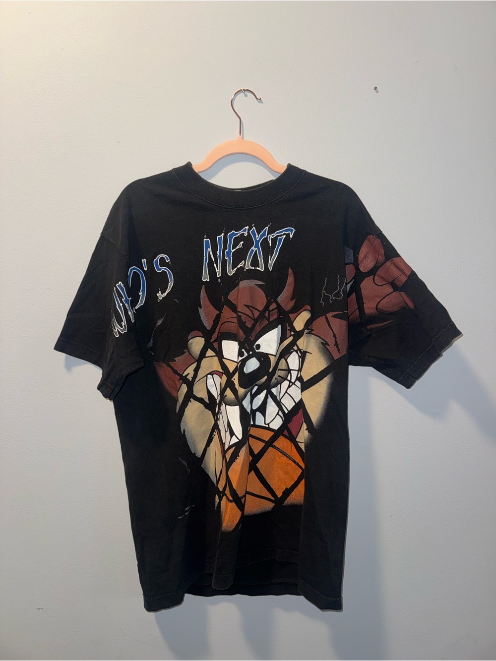 Vintage Black Warner Bros 1993 Looney Tunes Tazmania Graphic T-Shirt - Size XL